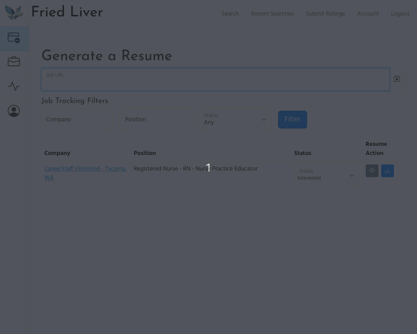 demo of generating a resume on fried liver